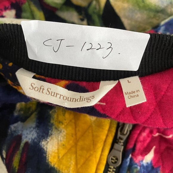 Soft Surroundings Floribella Bomber Jacket Large Quilted Floral Zip‎ CJ-1223 - Picture 2 of 9